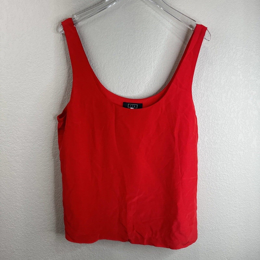 Ayr Red Silk Tank Top Women XL